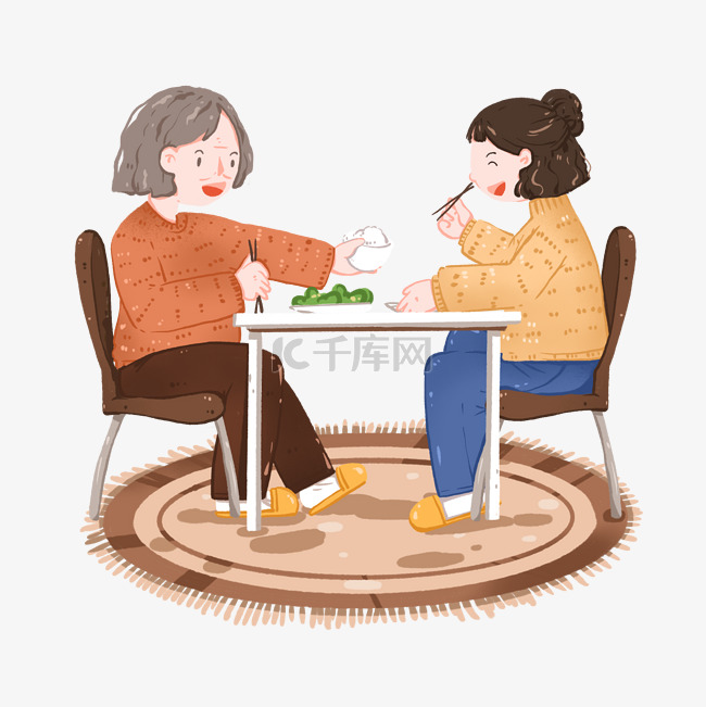 重阳节关爱老人假期陪母亲吃饭