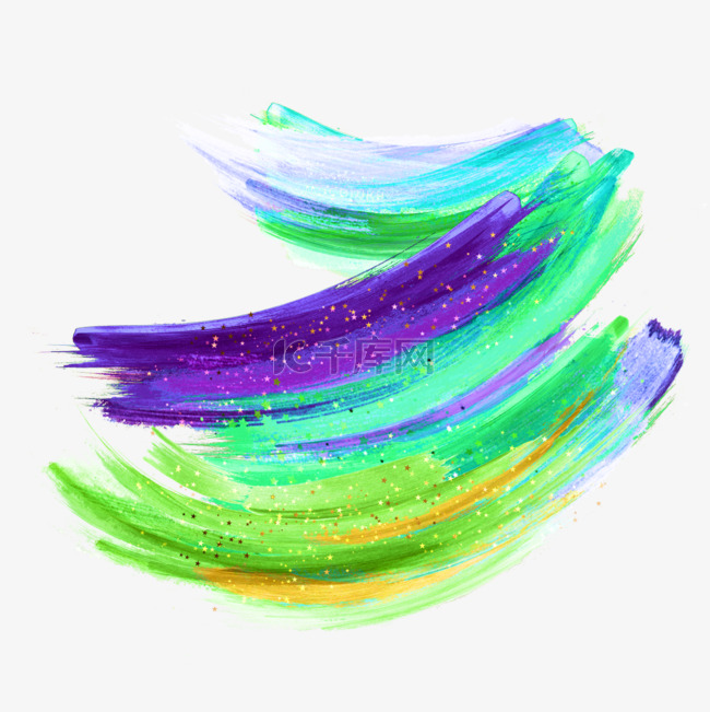 绿色和紫色混色彩色抽象笔刷gl