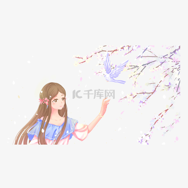 桃花树小女孩