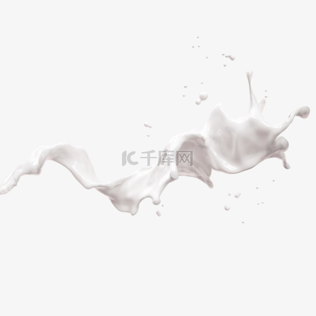 白色牛奶液体飞溅3d元素