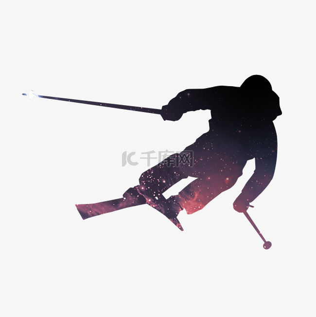 运动健身男性冬季滑雪