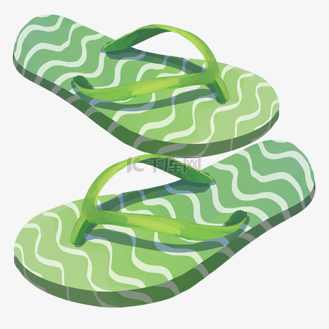绿色夹脚沙滩鞋