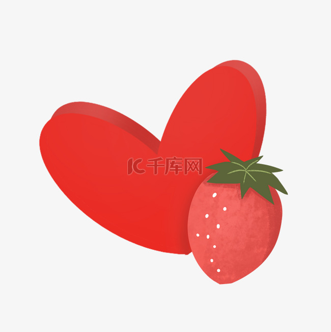 母亲节红色爱心立体草莓