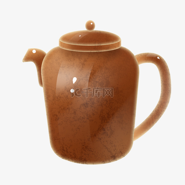精美的棕色茶壶插画