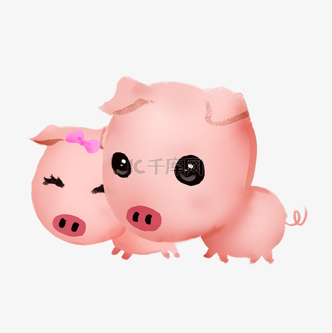 两只粉色小猪