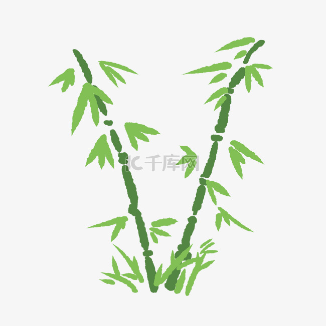 绿色手绘粽叶竹子