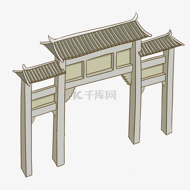 古典中式拱门牌楼