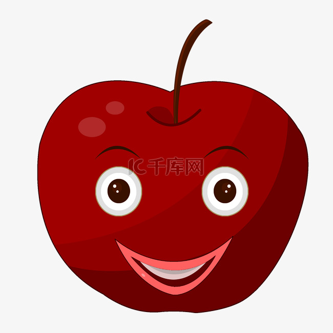苹果立体笑脸插画