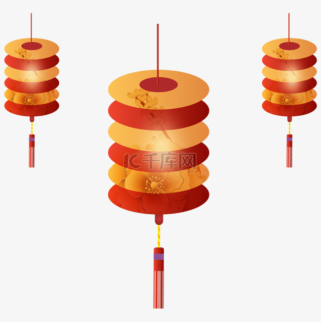 新年红金色灯笼