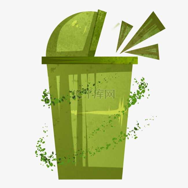 卡通绿色垃圾桶