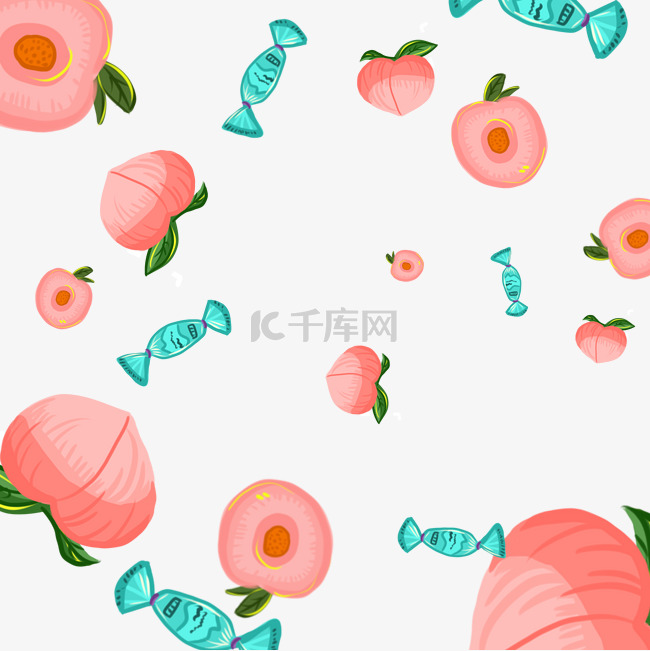 粉色桃子手绘壁纸背景