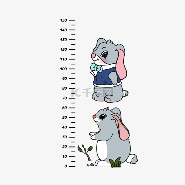 卡通兔子测量身高元素