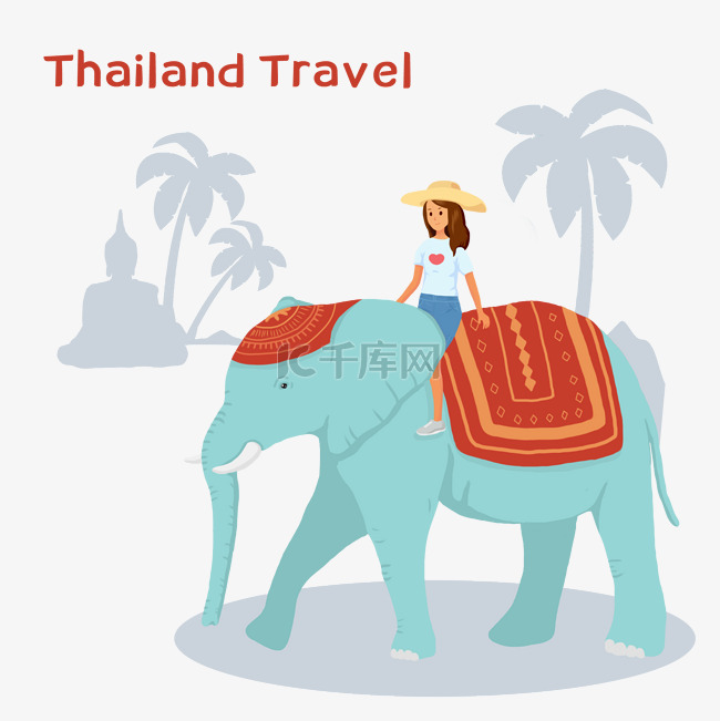 骑象泰国旅游女孩