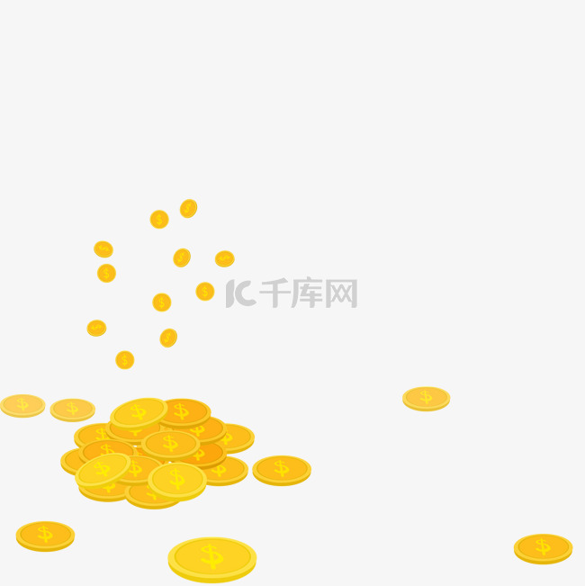 卡通堆起来的金币免扣图