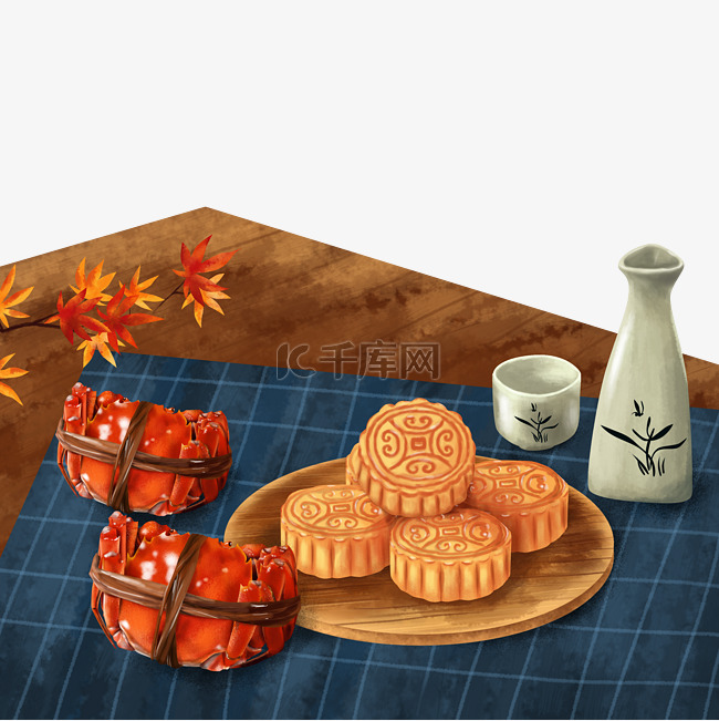 中秋节月饼螃蟹装饰