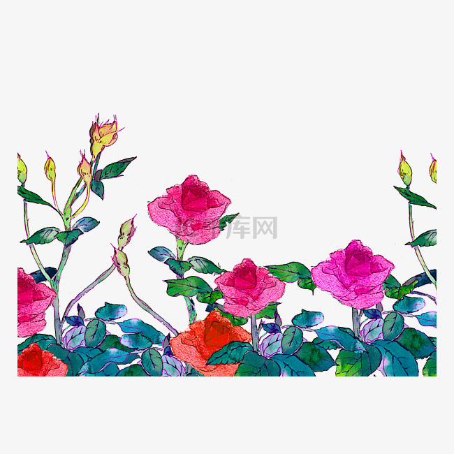 美丽水彩花朵插画