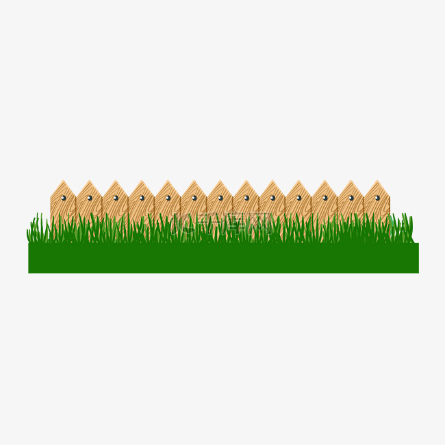 绿色草地和栅栏插画