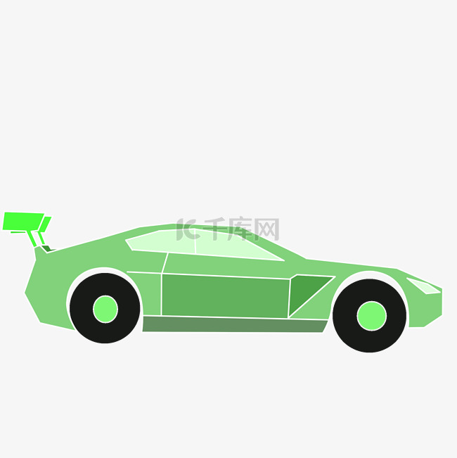 绿色卡通跑车