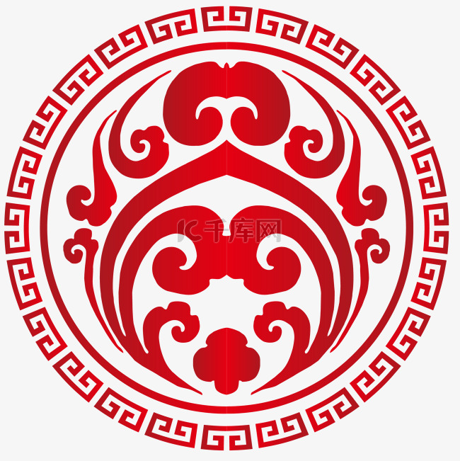 中国风红色圆形纹理图案