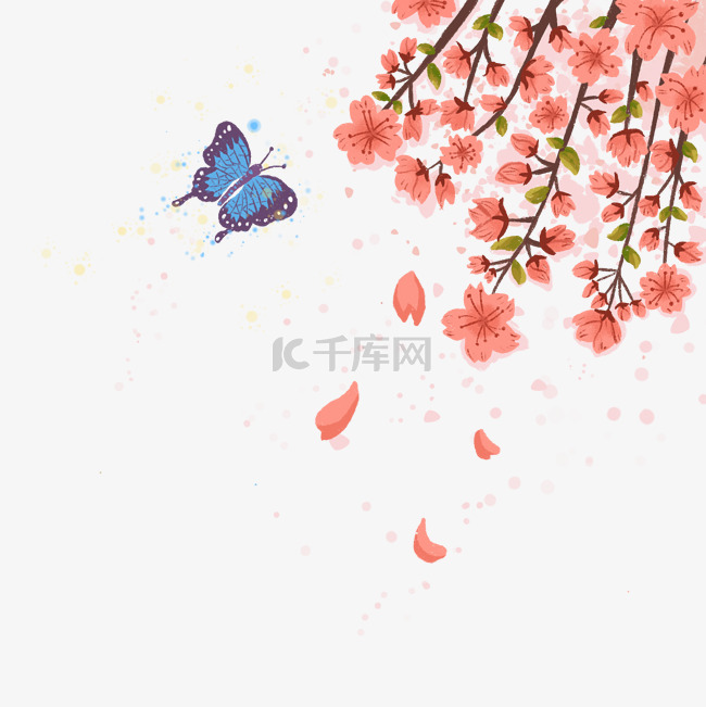 春天唯美樱花盛开蝴蝶