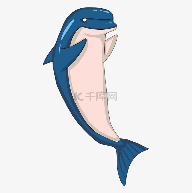 蓝色海豚卡通插画