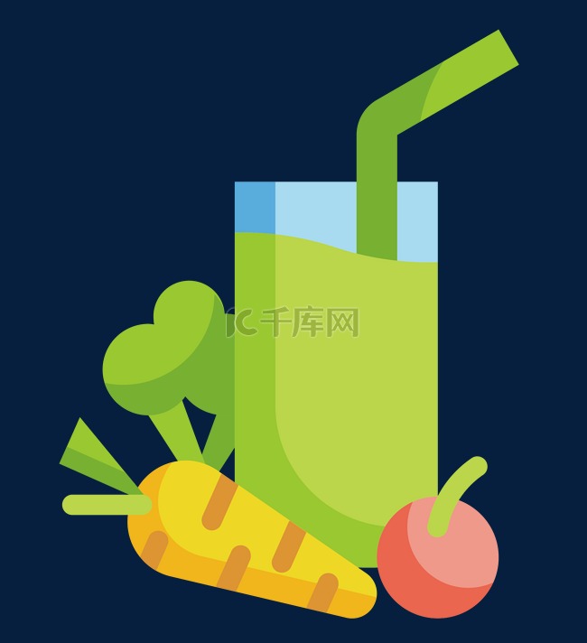 绿色蔬菜汁饮品插画