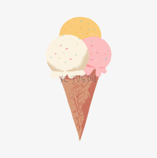 可爱三色冰淇淋球白黄红