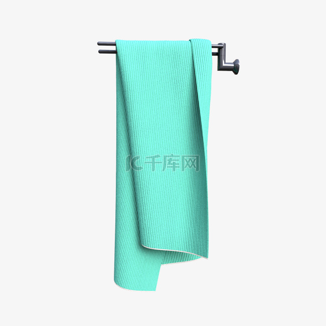 蓝色棉质浴室毛巾