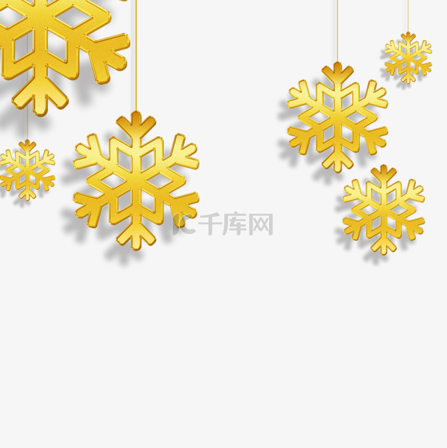 金色3d圣诞节雪花挂饰