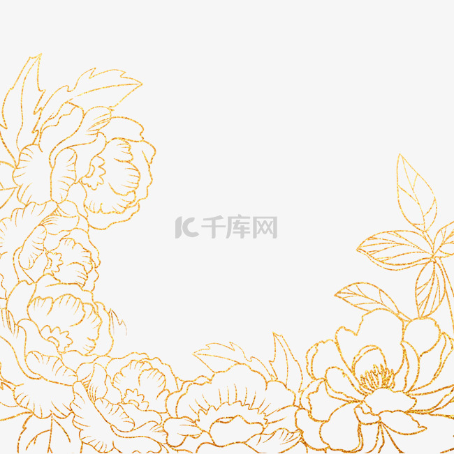 金色线描花朵