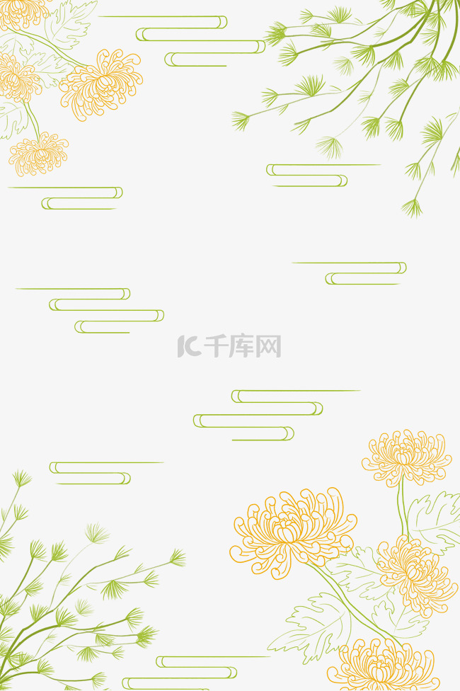 手绘重阳节线描底纹