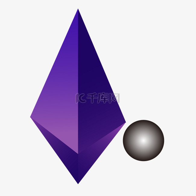 立体紫色几何图免抠图