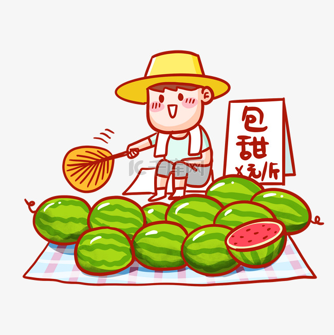 夏季摆地摊卖西瓜