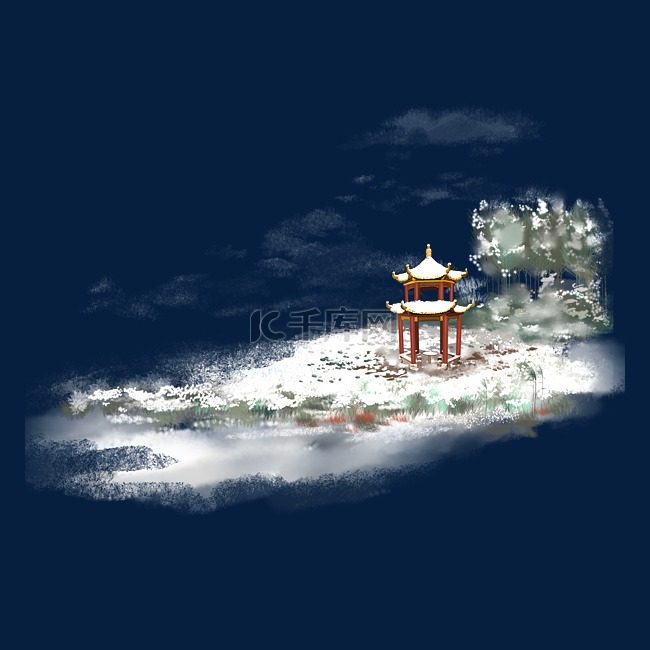 中国风雪景