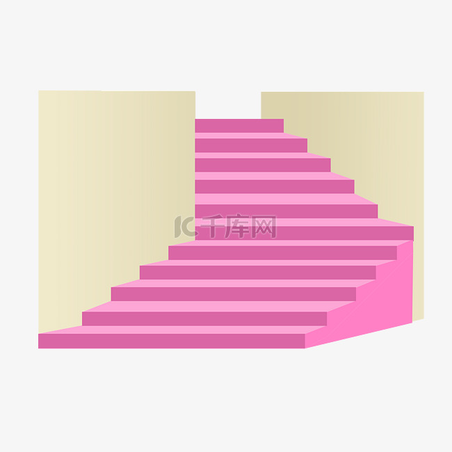 粉色拐角楼梯插画