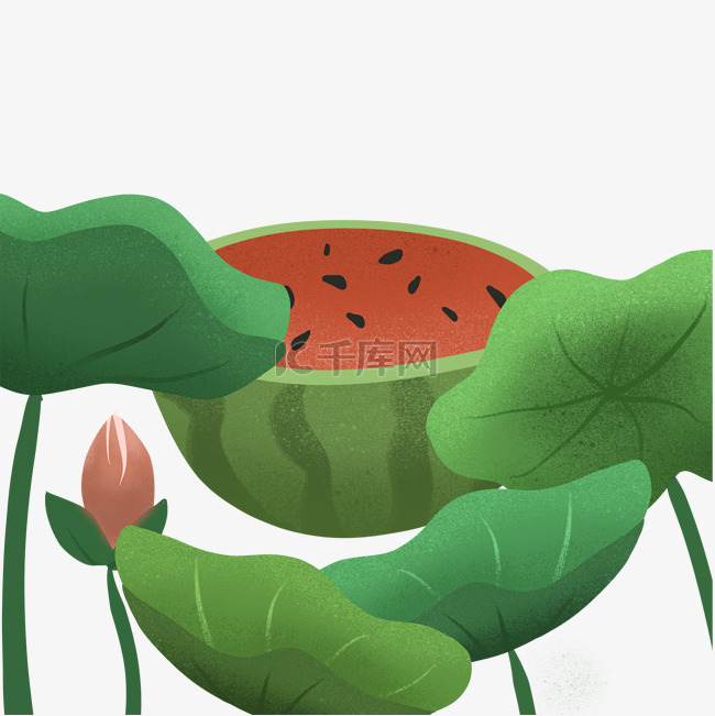 装饰西瓜的卡通叶子
