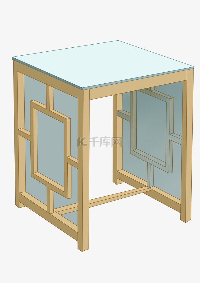 木质玻璃家具插画