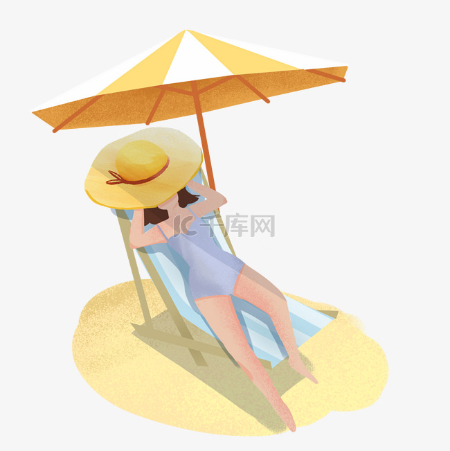 大暑女孩躺在椅子上晒日光浴