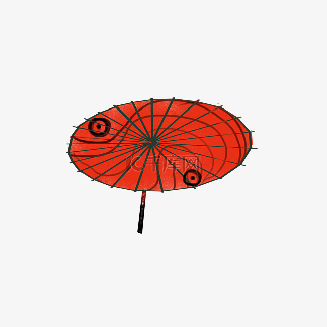 红色螺旋花纹古风雨伞