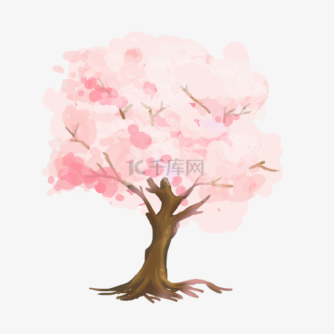 春天日本的大树插画