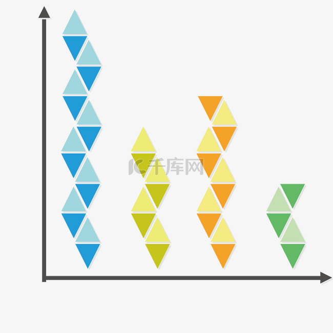三角形柱状图表插画