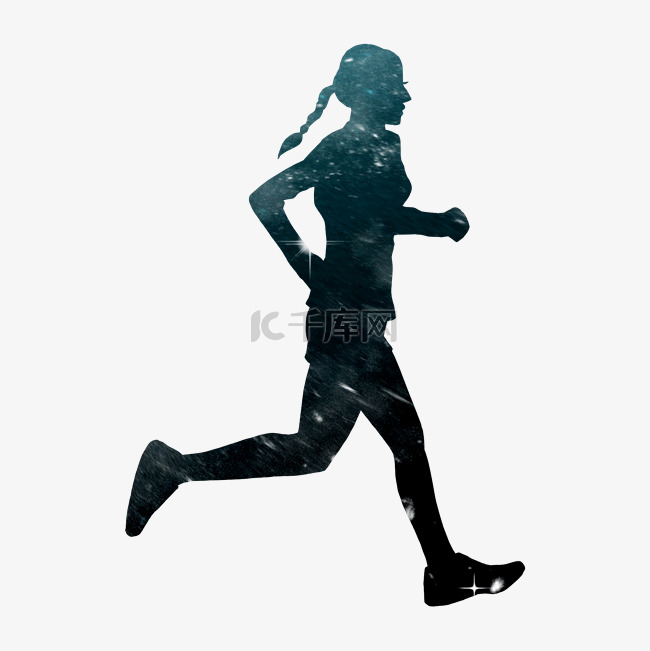 运动健身女性跑步剪影