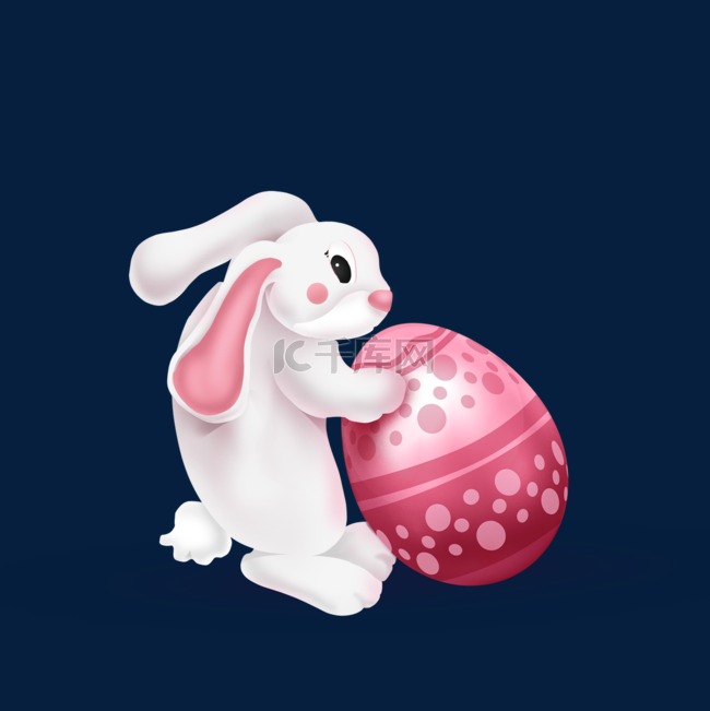 白色可爱手绘复活节兔子