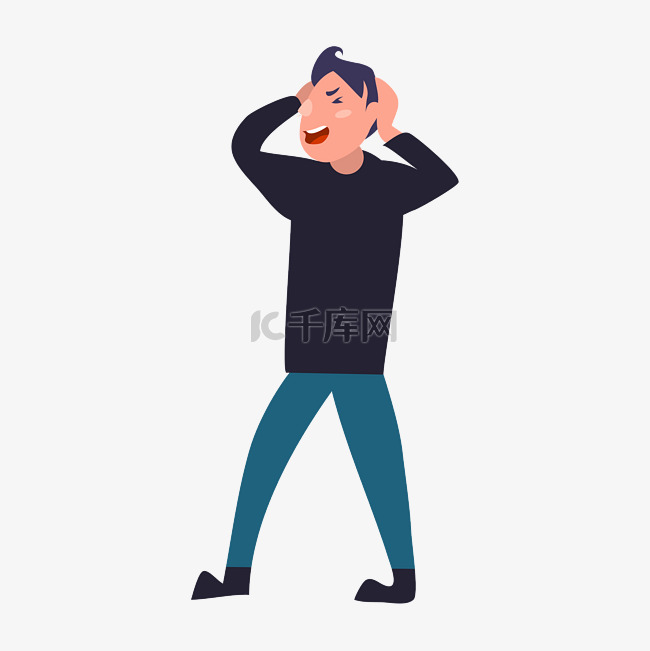 男子焦虑烦躁表情包素材图片免费下载-千库网