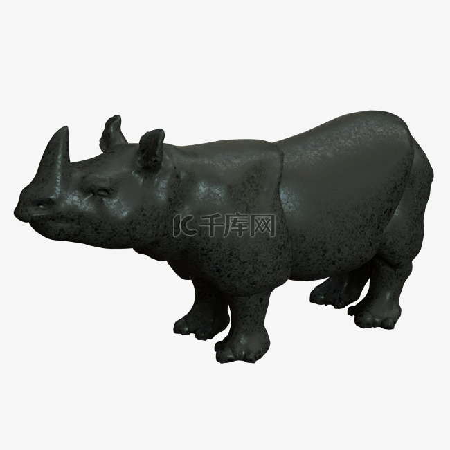 黑曜石犀牛塑像