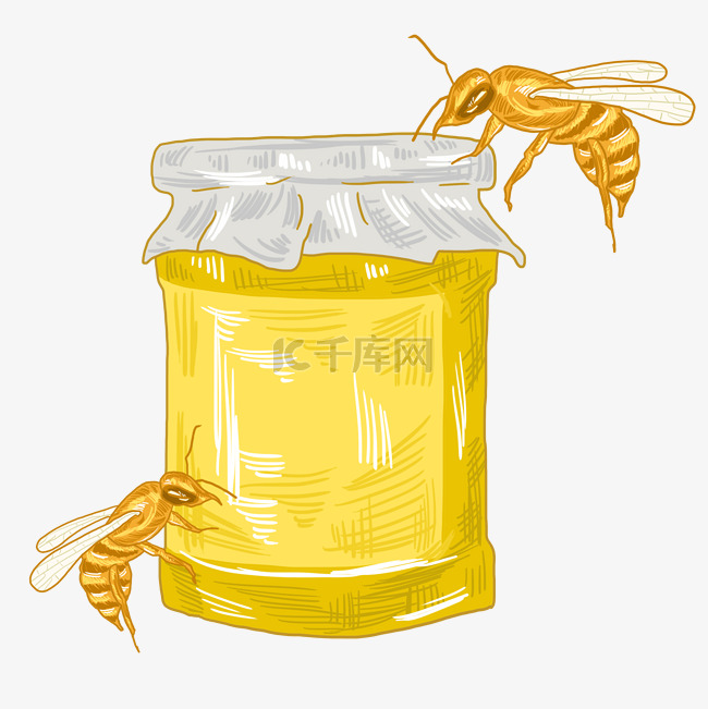 黄色蜂蜜和蜜蜂