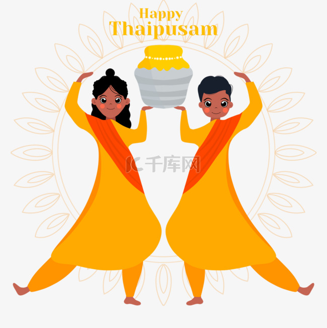 卡通黄色thaipusam大宝