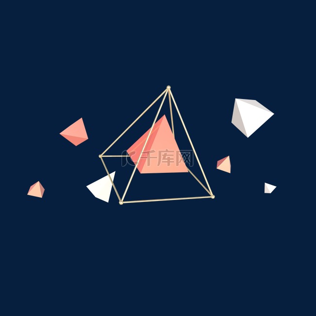 C4D立体几何三角形漂浮装饰