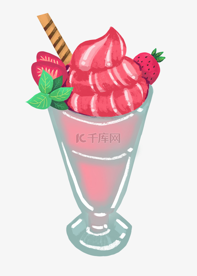 夏季旅游草莓冰淇淋