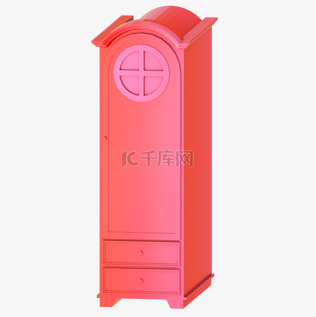 3D红色儿童衣柜
